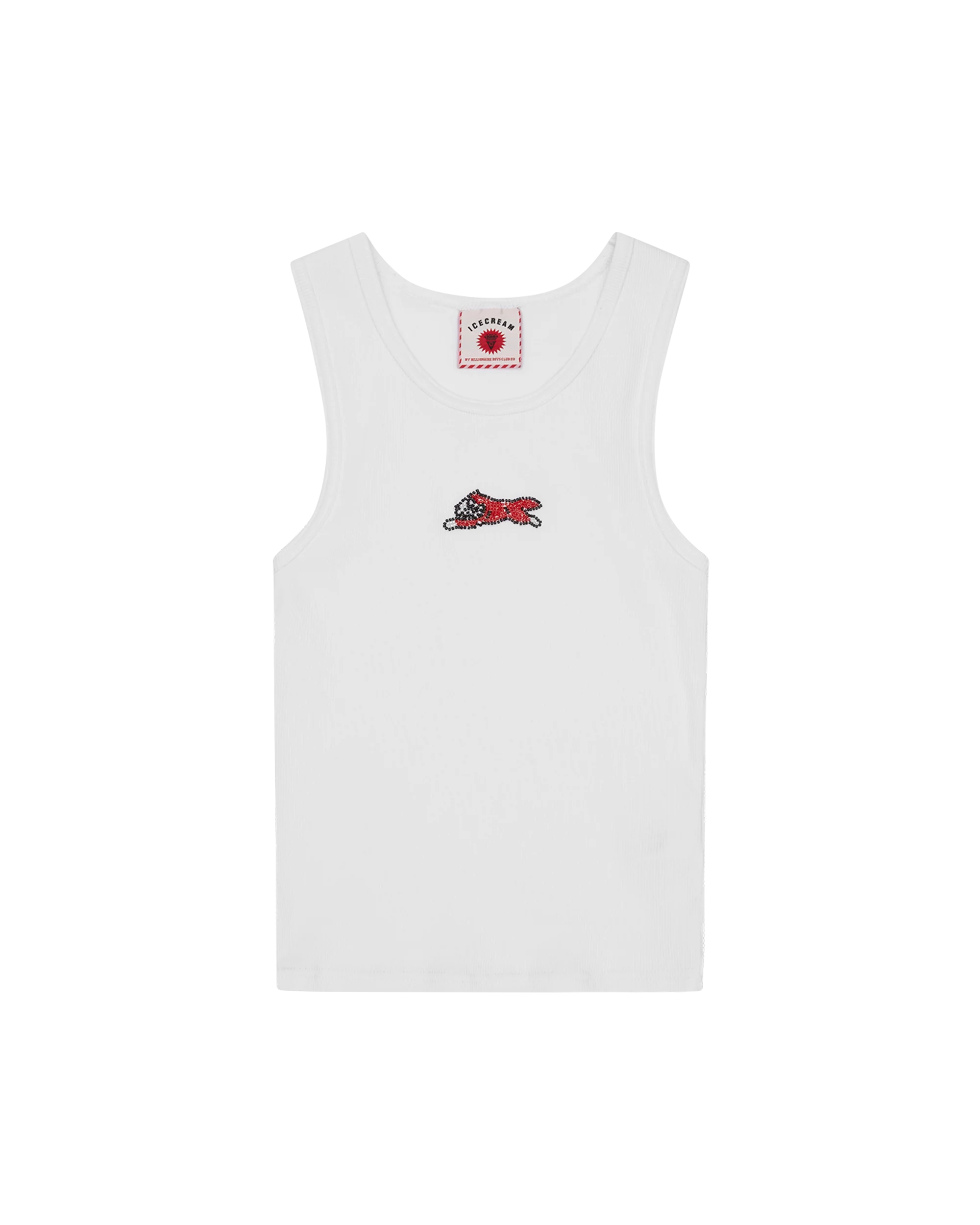 Womens Beaded Running Dog Ribbed Vest Top - Macdery