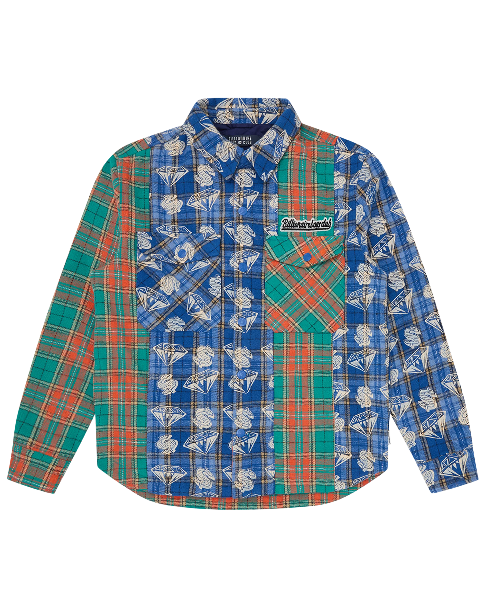 Diamonds & Dollars Check Padded Overshirt - Macdery