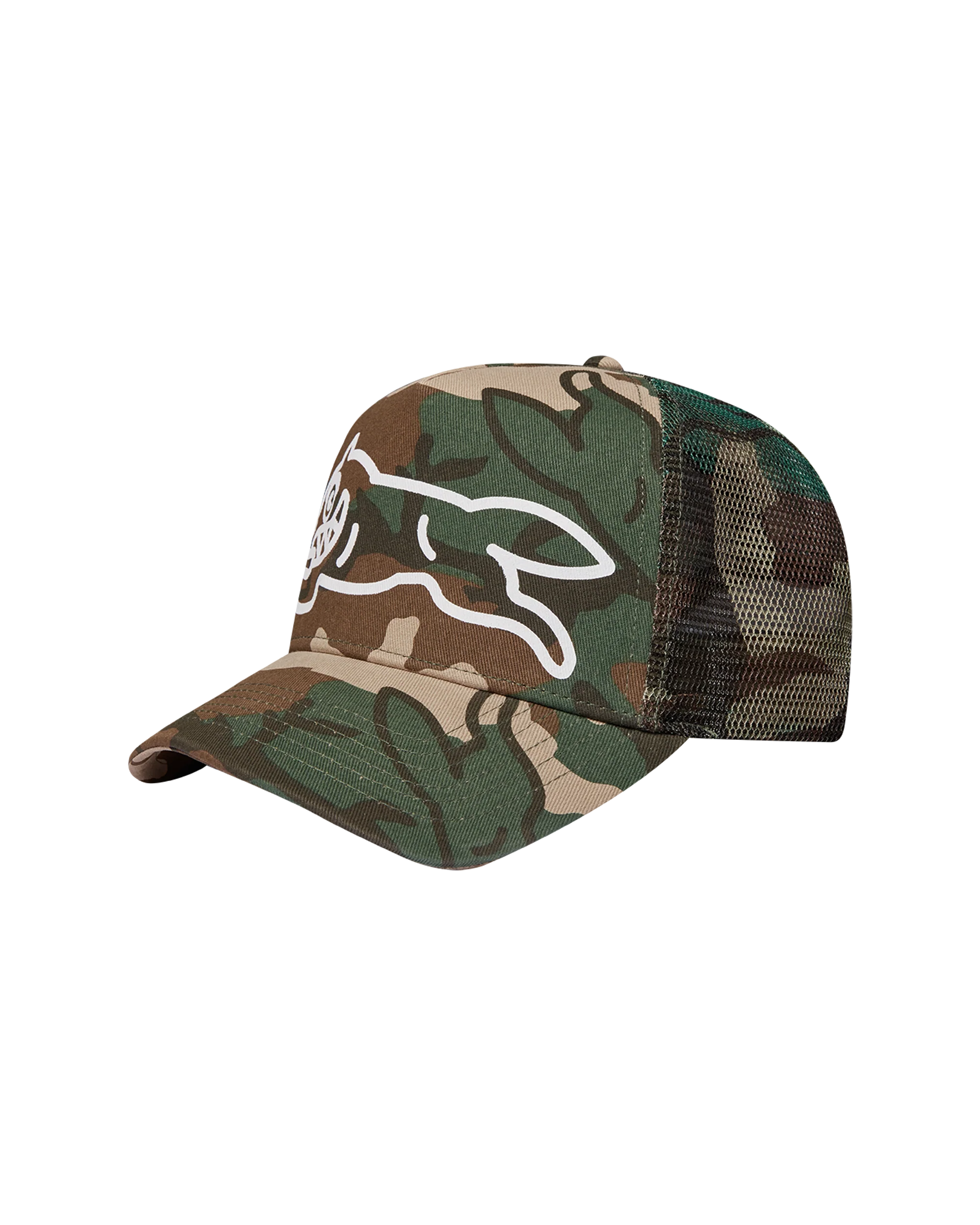 Running Dog Woodland Camo Trucker Cap - Macdery