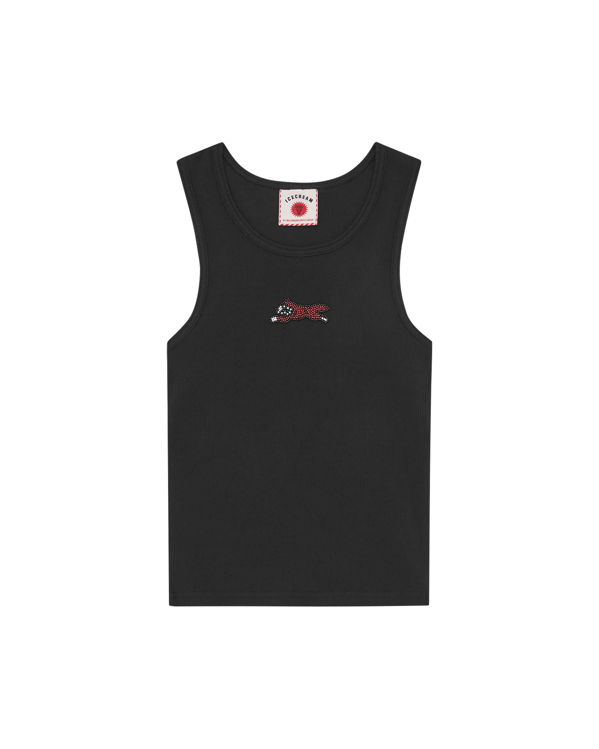 Womens Beaded Running Dog Ribbed Vest Top - Macdery