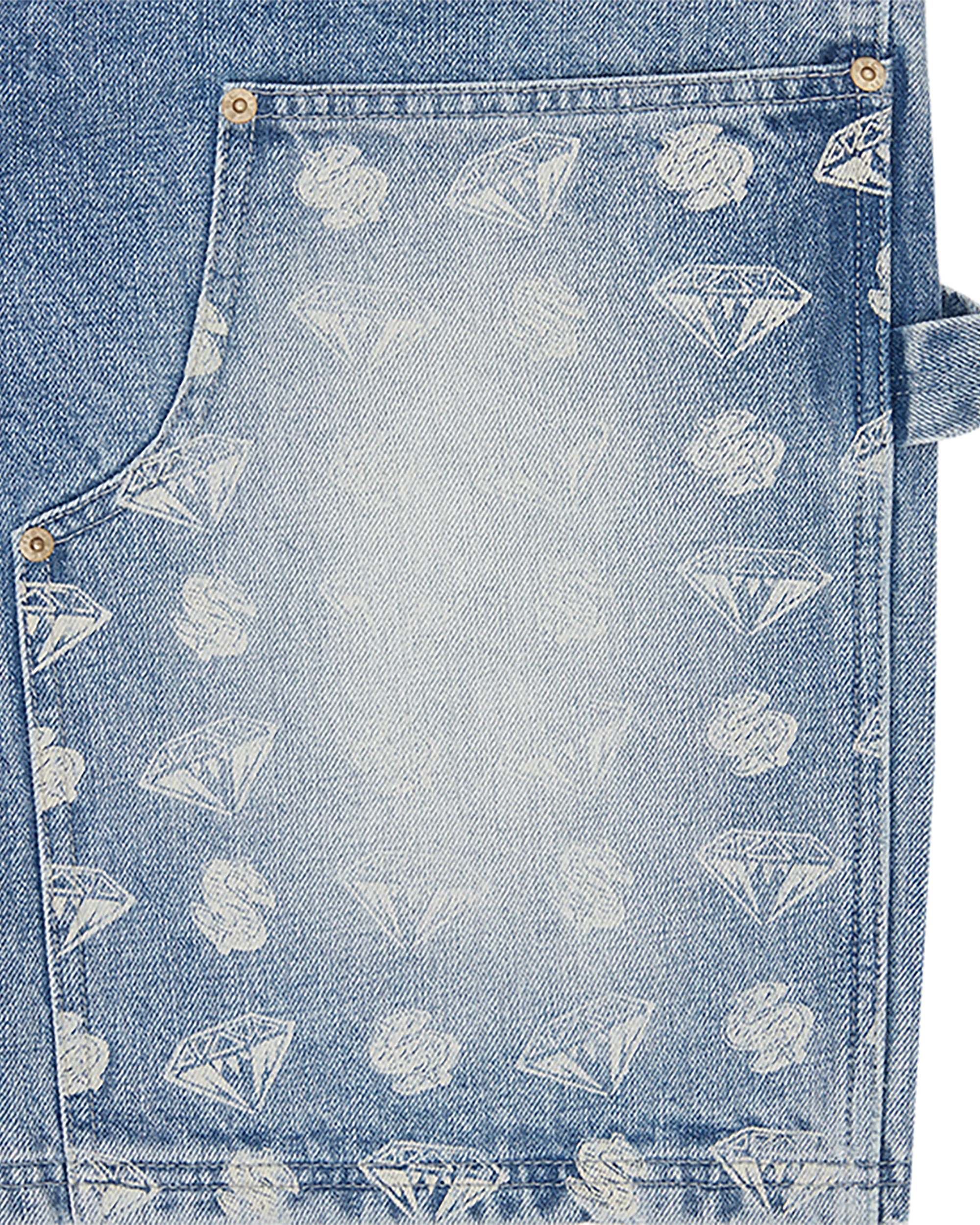 Diamonds & Dollars Denim Carpenter Short - Macdery