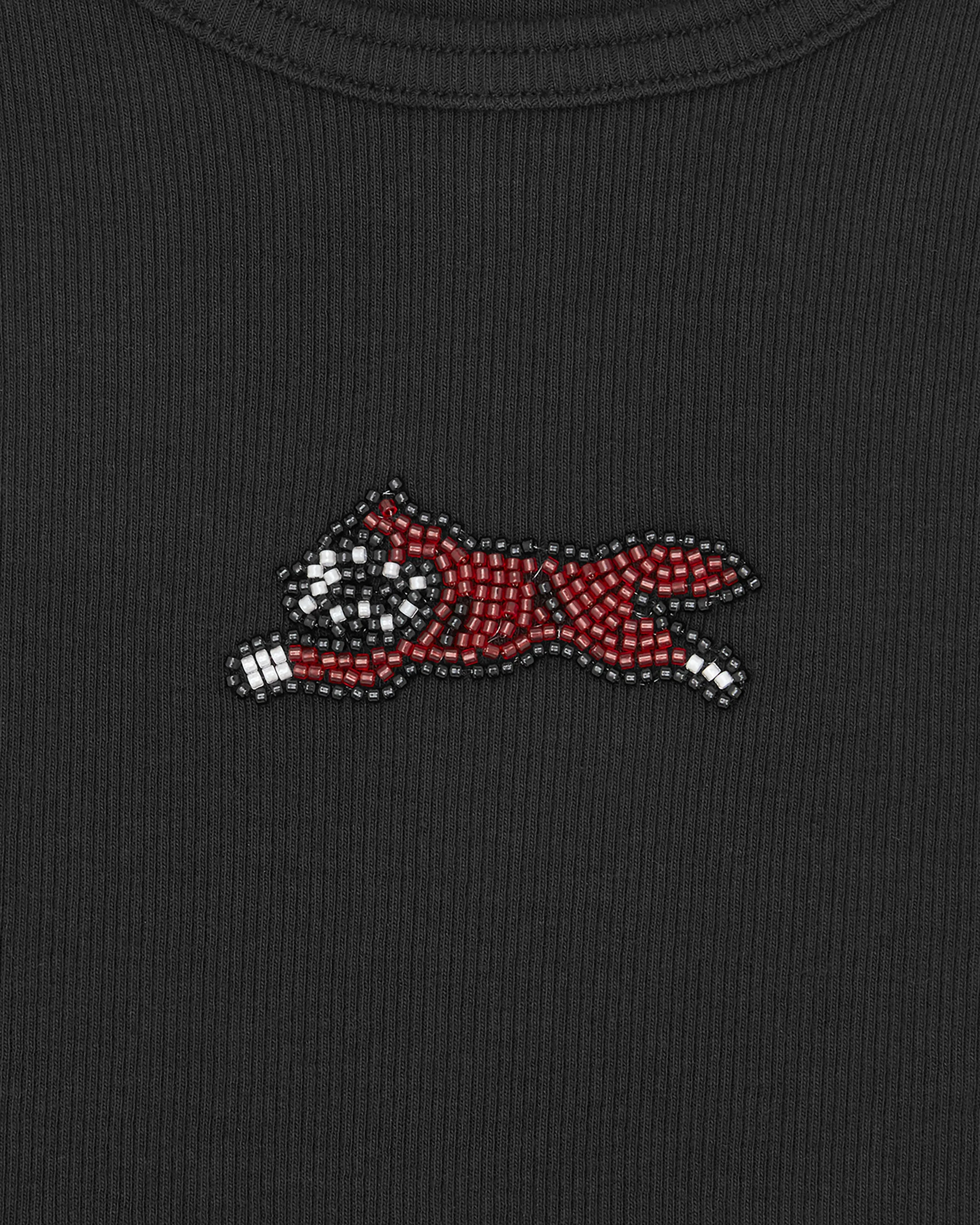 Womens Beaded Running Dog Ribbed Vest Top - Macdery