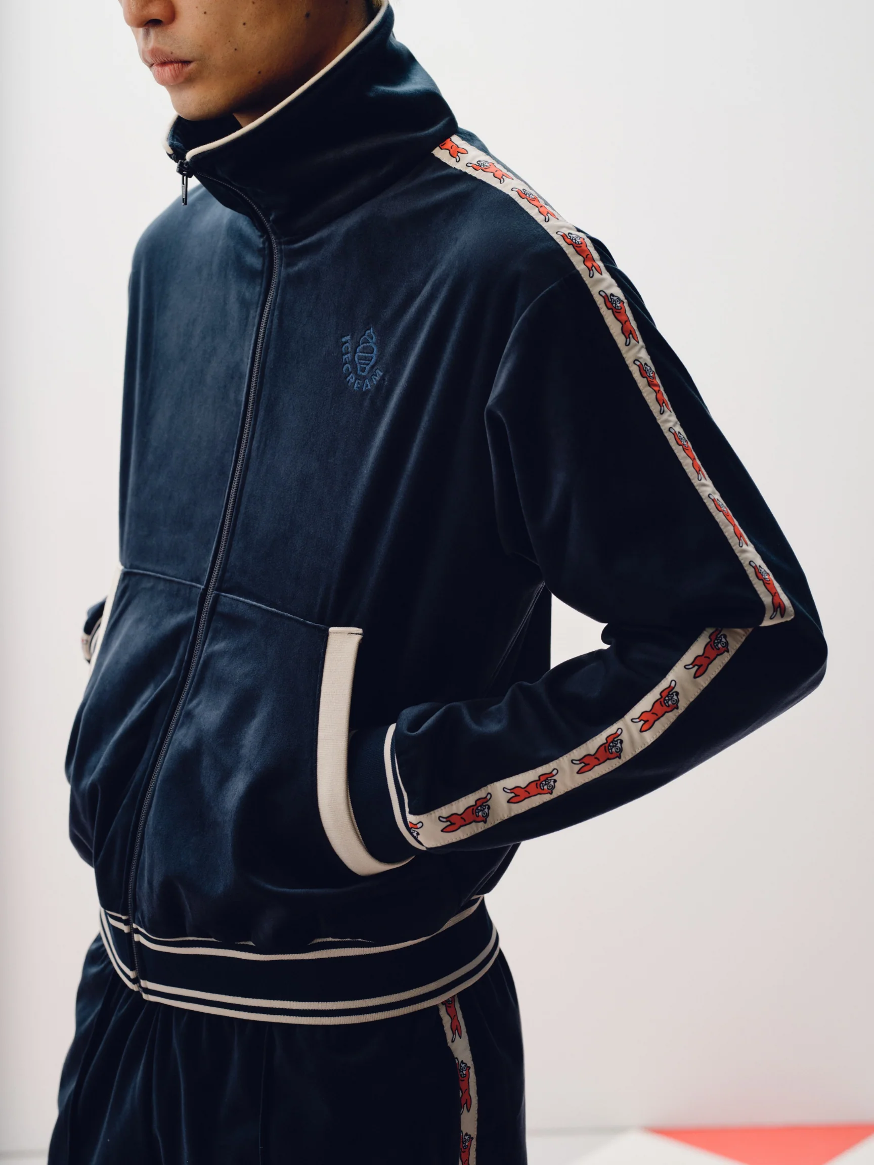 Running Dog Taped Velour Track Top - Macdery