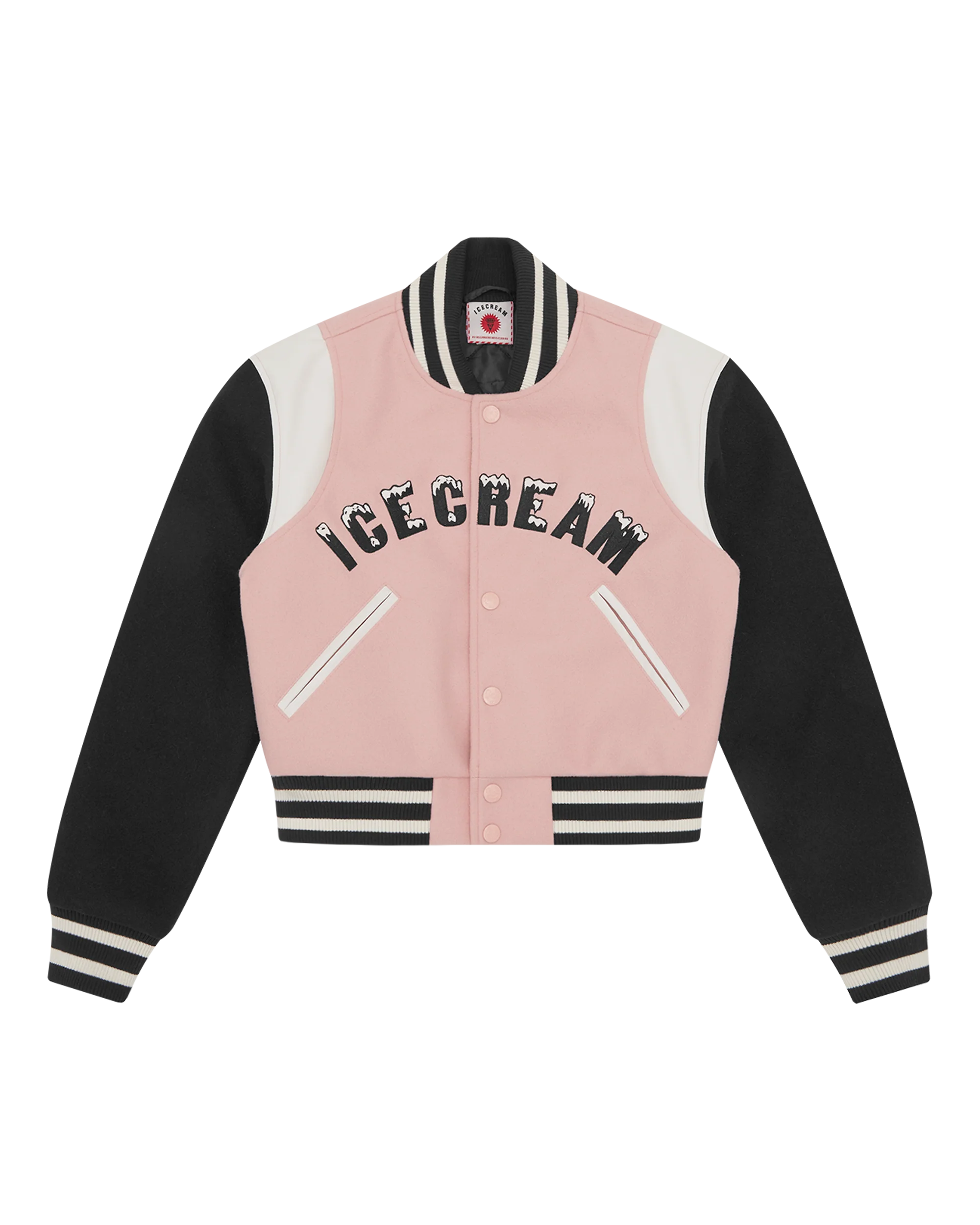 Womens Drippy Cropped Varsity Jacket - Macdery