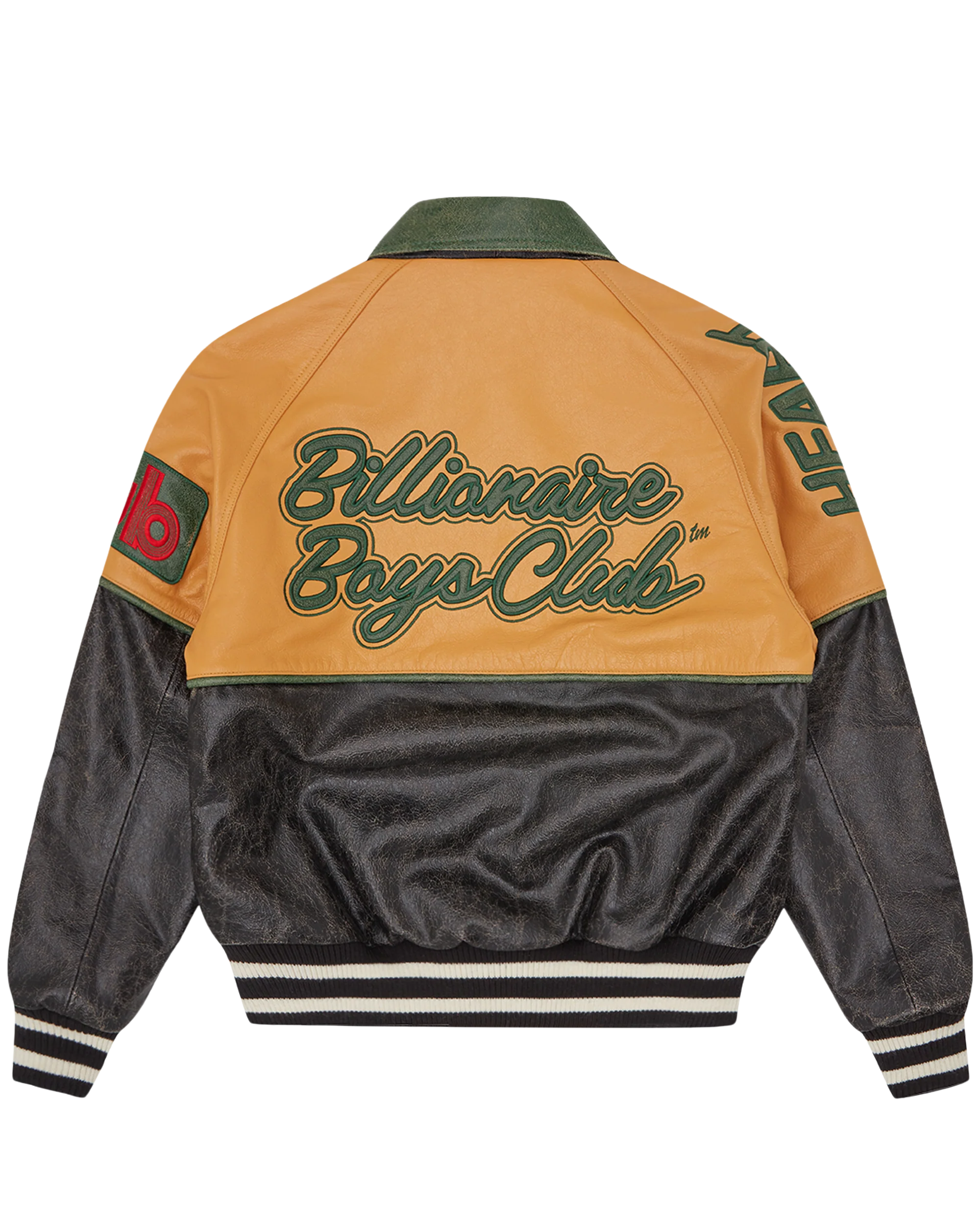 Club Cracked Leather Varsity Jacket - Macdery