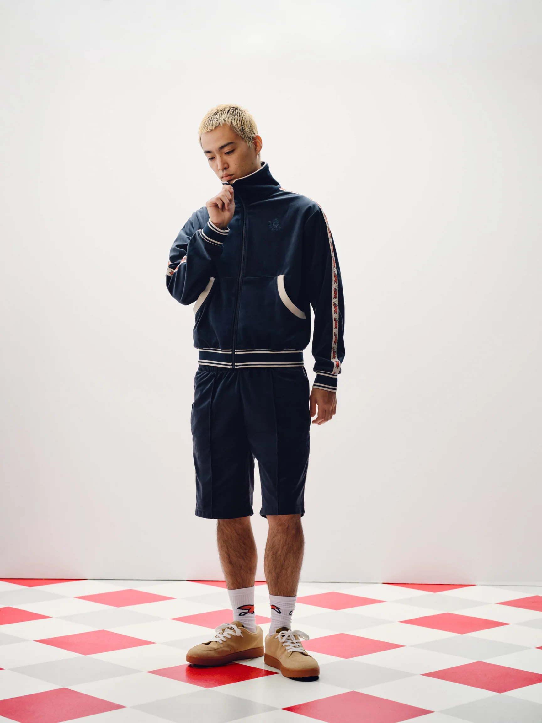 Running Dog Taped Velour Track Shorts - Macdery