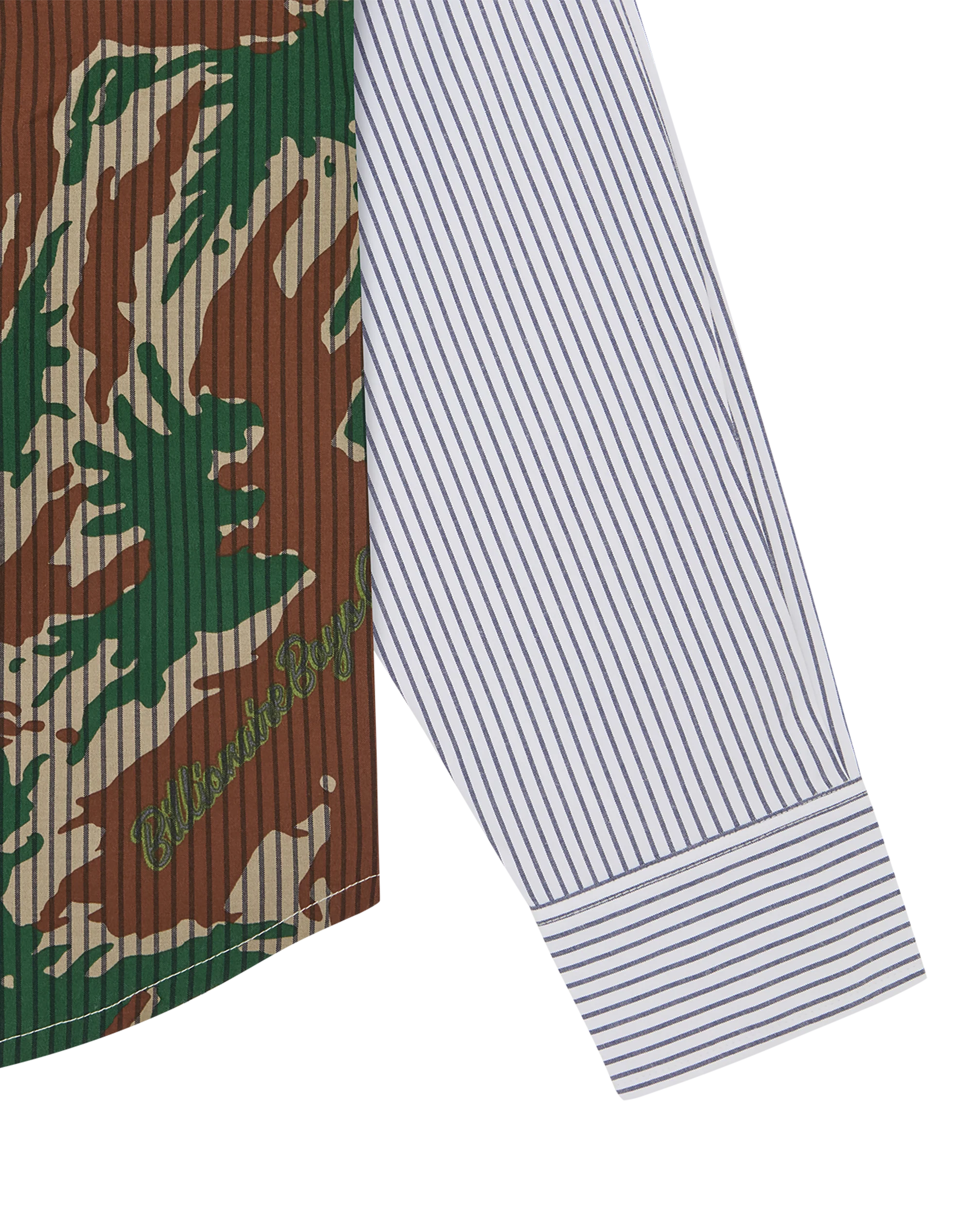 Burst Camo Half Print Poplin Stripe Shirt - Macdery