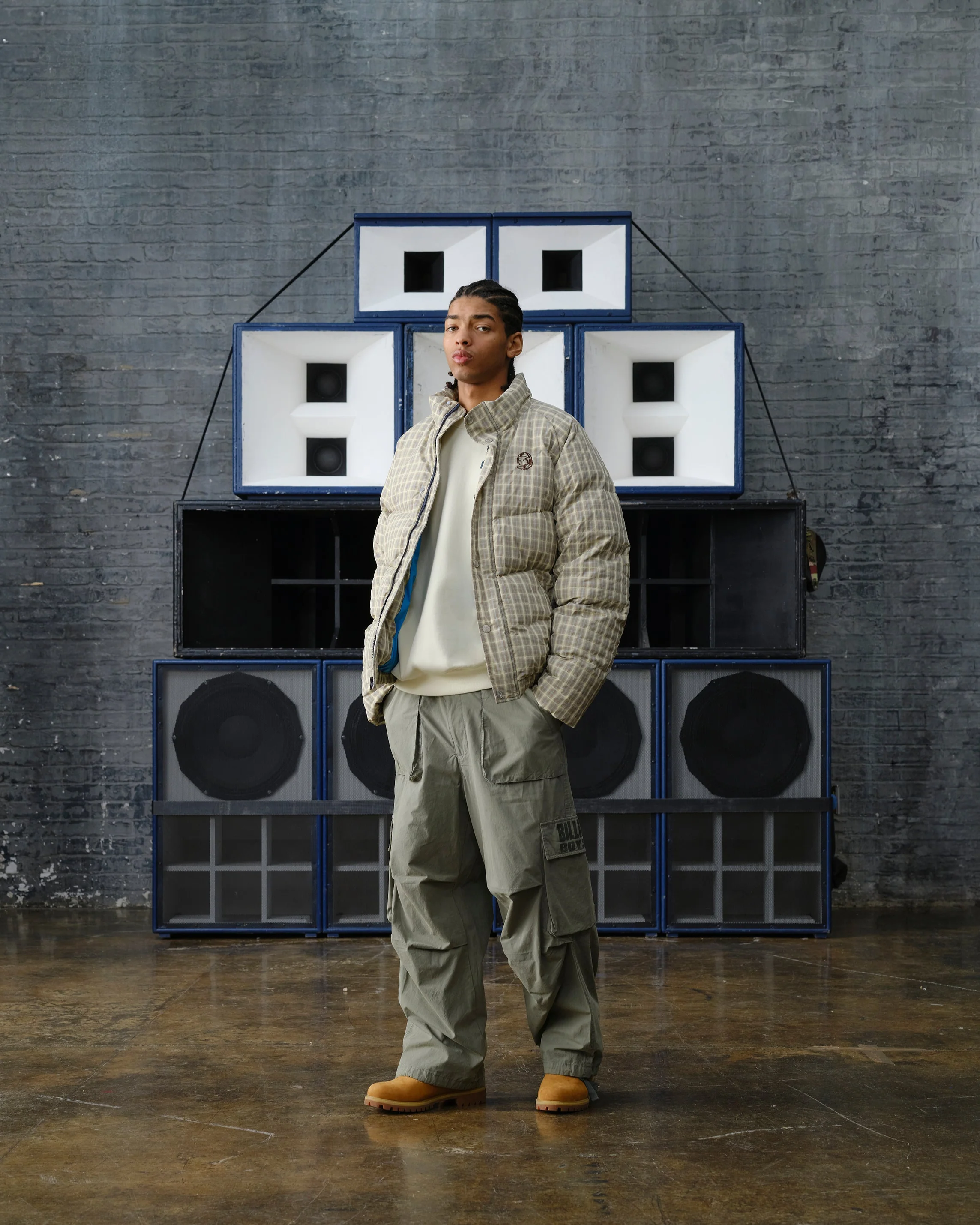 Script Nylon Check Puffer Jacket - Macdery